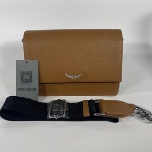 ZADIG & VOLTAIRE Lolita Wings Grained Leather Crossbody Bag Purse Brown NWT